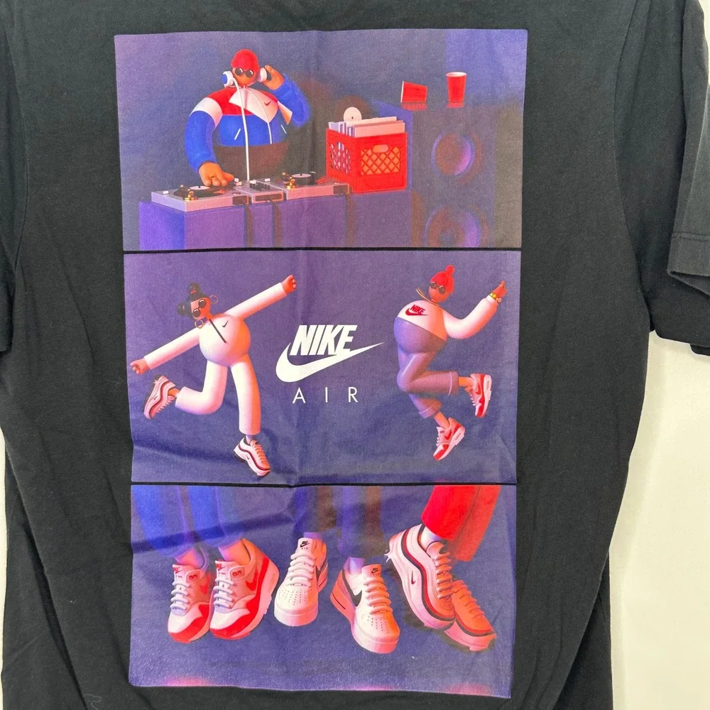 Nike Air DJ Graphic T-Shirt Mens Medium Black Short Sleeve Streetwear Hype